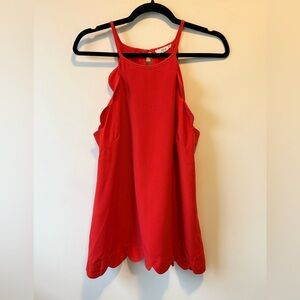 Entro Orange Red Scalloped Tank Top